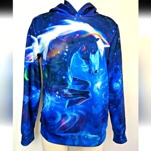 NWOT Girls' Rainbow Unicorn Hoodie, L